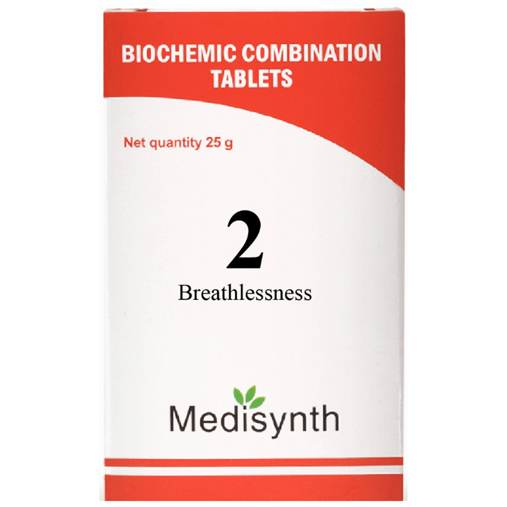 Medisynth Bio-chemic Combination No.2 Breathlessness bottle of 25 gm Biocombination Tablet Medisynth Bio-chemic Combination No.2 Breathlessness bottle of 25 gm Biocombination Tablet