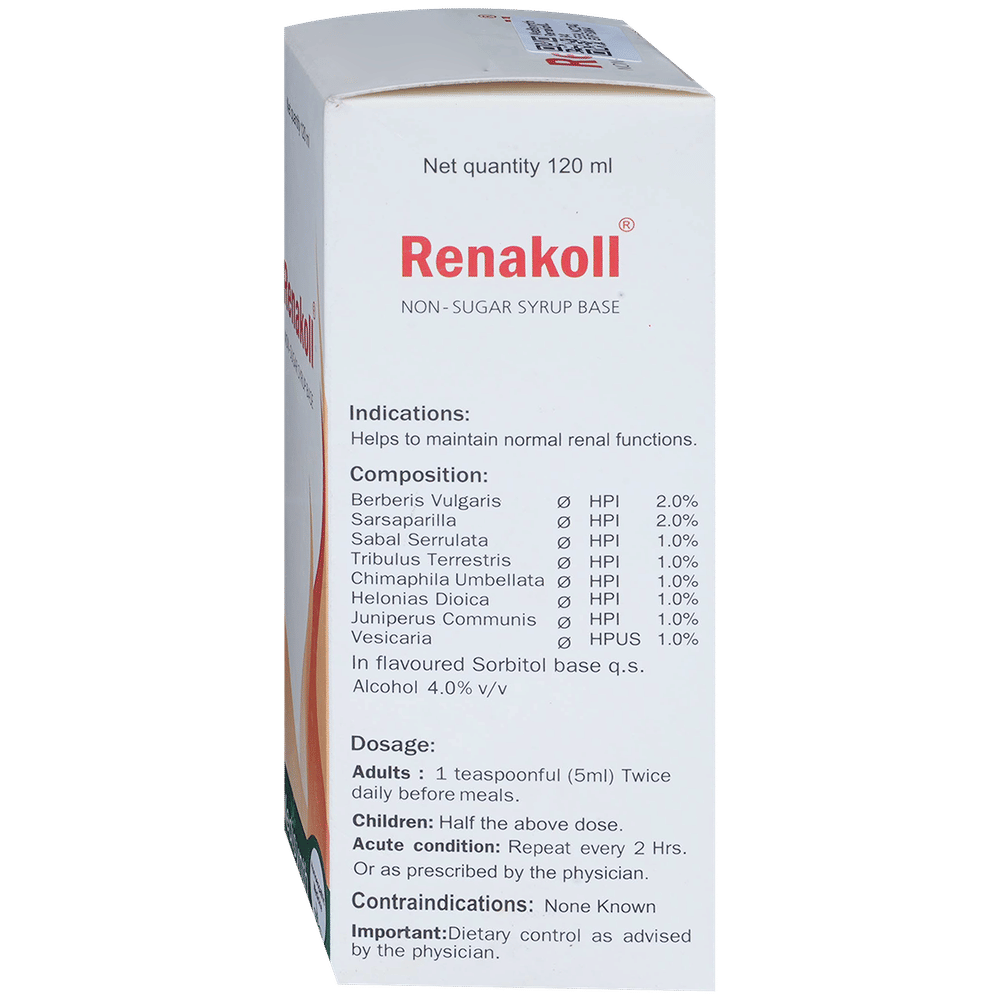 Medisynth Renakoll Non-Sugar Syrup bottle of 120 ml Syrup Medisynth Renakoll Non-Sugar Syrup bottle of 120 ml Syrup