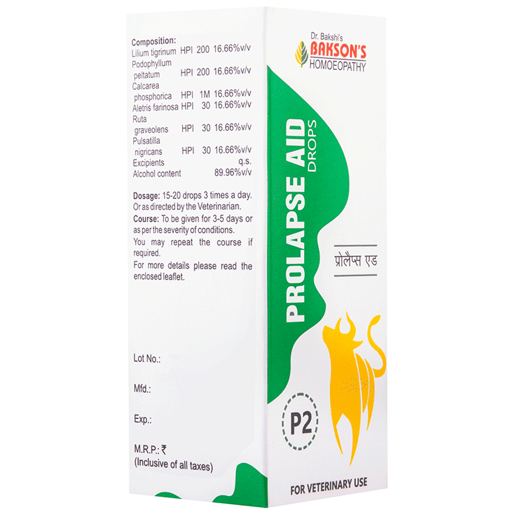 Bakson's Homeopathy Prolapse Aid (P2) Drop for Veterinary Use bottle of 30 ml Drop Bakson's Homeopathy Prolapse Aid (P2) Drop for Veterinary Use bottle of 30 ml Drop
