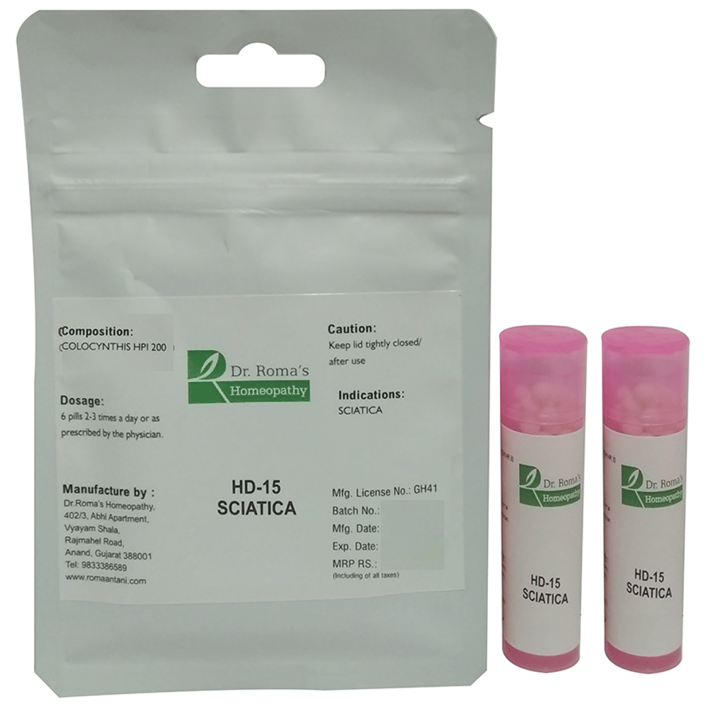 Dr. Romas Homeopathy HD-15 Sciatica, 2 Bottles of 2 Dram packet of 2 bottles