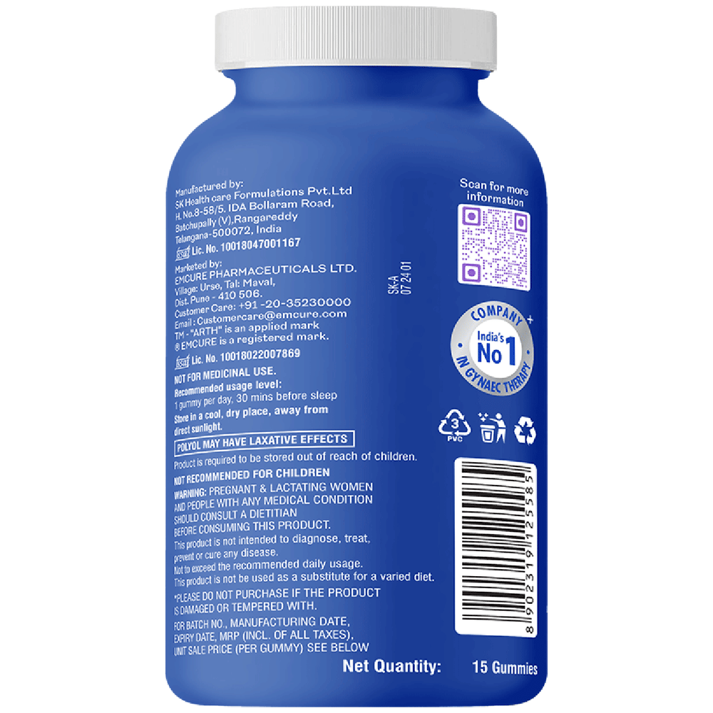 Arth Melatonin Sleep Support Gummies with L-theanine & Chamomile Extract bottle of 15 gummies