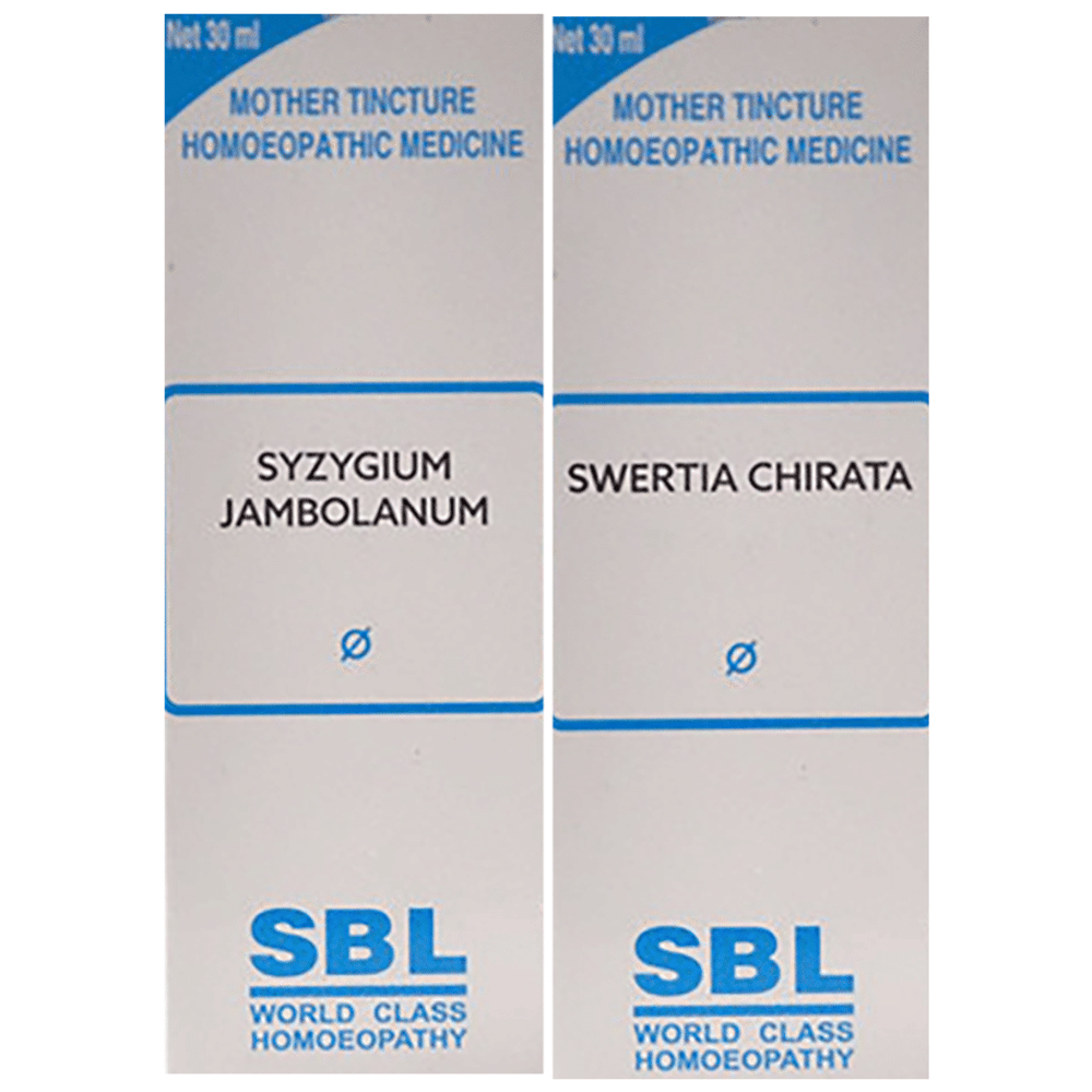 Combo Pack of SBL Syzygium Jambolanum Mother Tincture Q & SBL Swertia Chirata Mother Tincture Q (30ml Each) combo pack of 2 bottles