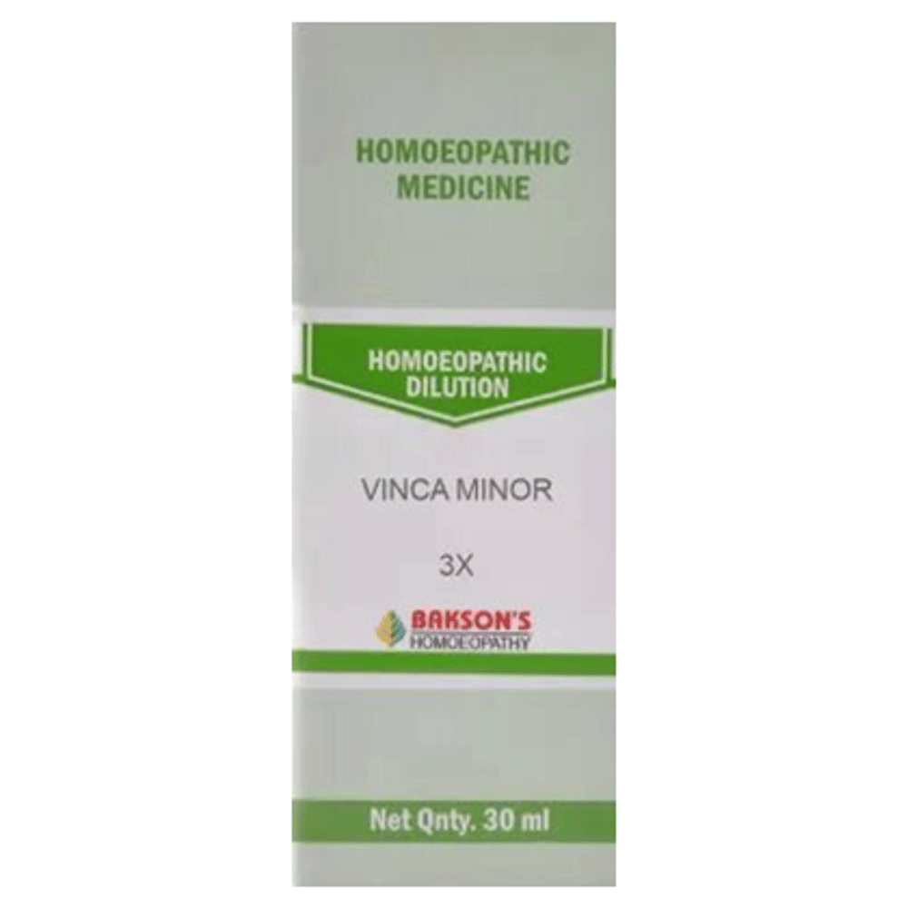 Bakson's Homeopathy Vinca Minor  Dilution 3X bottle of 30 ml Dilution