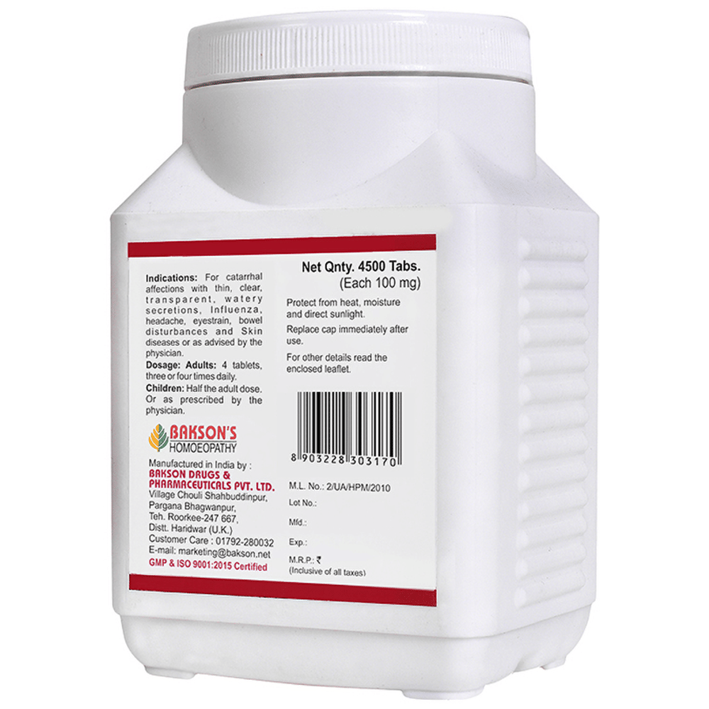 Bakson's Homeopathy Natrum Muriaticum Biochemic Tablet 3X bottle of 4500 biochemic tablets Bakson's Homeopathy Natrum Muriaticum Biochemic Tablet 3X bottle of 4500 biochemic tablets