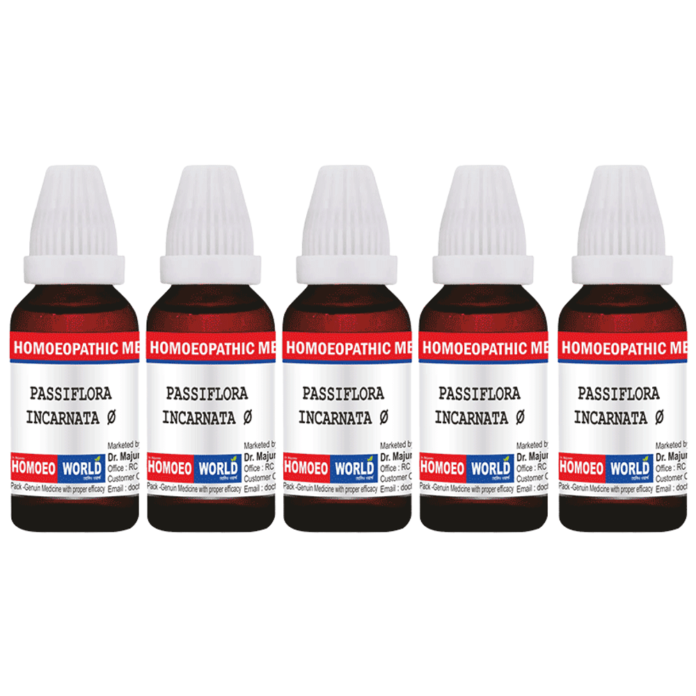 Dr. Majumder Homeo World Passiflora Incarnata Mother Tincture (30ml Each) Q combo pack of 5 bottles