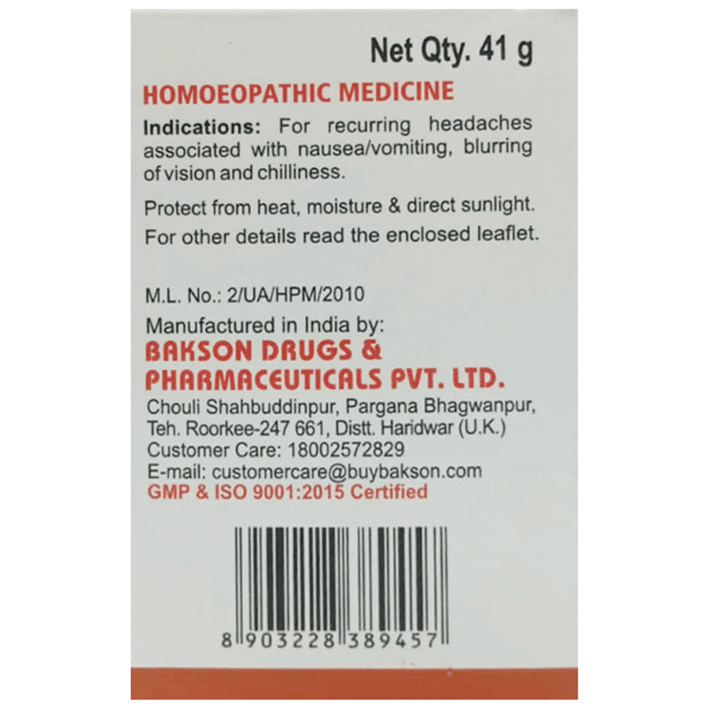 Bakson's Homeopathy Mig Aid Tablet bottle of 75 tablets Bakson's Homeopathy Mig Aid Tablet bottle of 75 tablets