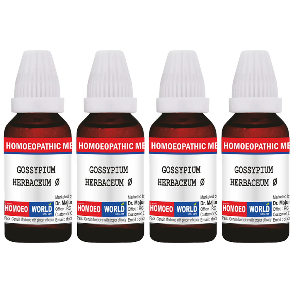 Dr. Majumder Homeo World Gossypium Herbaceum Mother Tincture (30ml Each) Q combo pack of 4 bottles