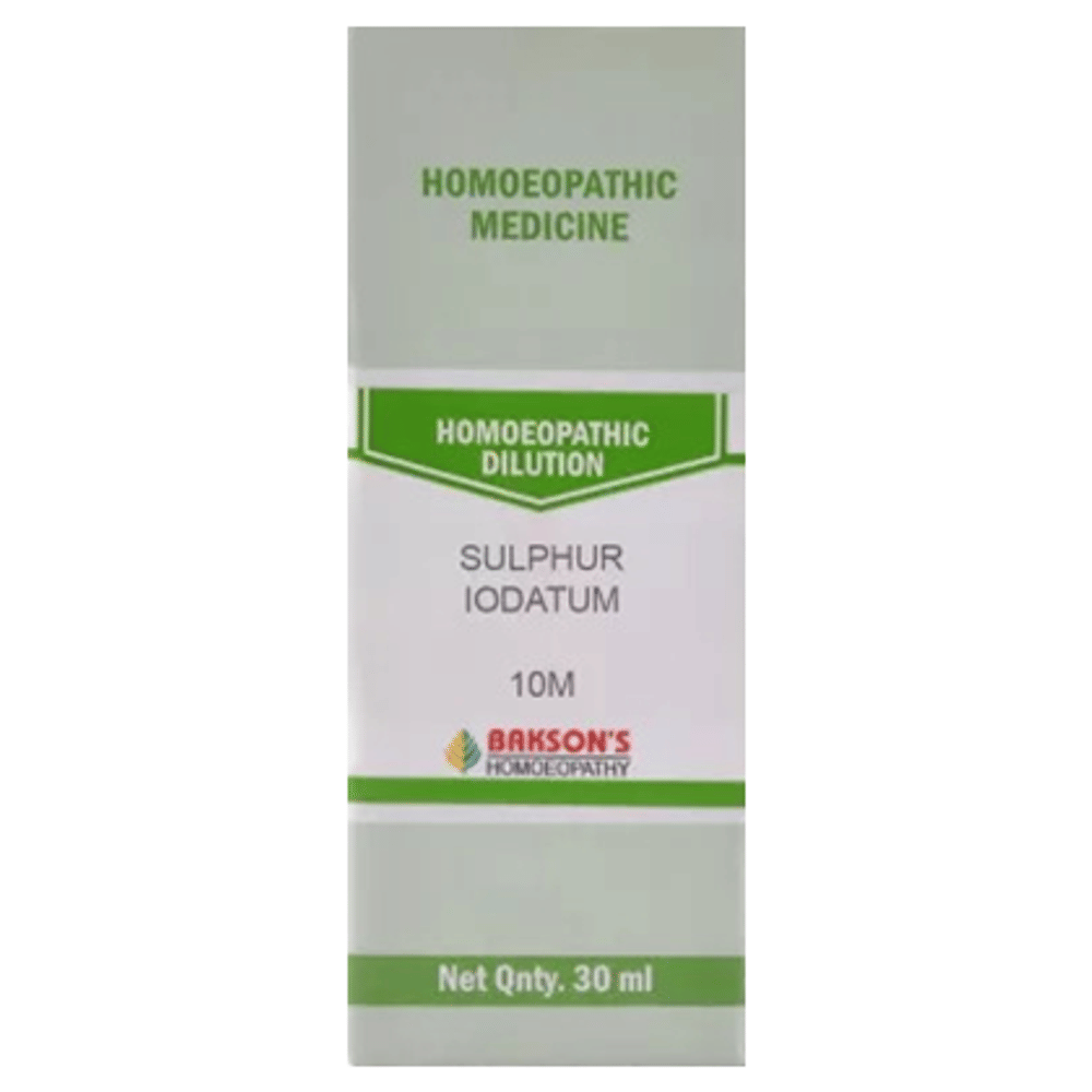 Bakson's Homeopathy Sulphur Iodatum Dilution 10M bottle of 30 ml Dilution