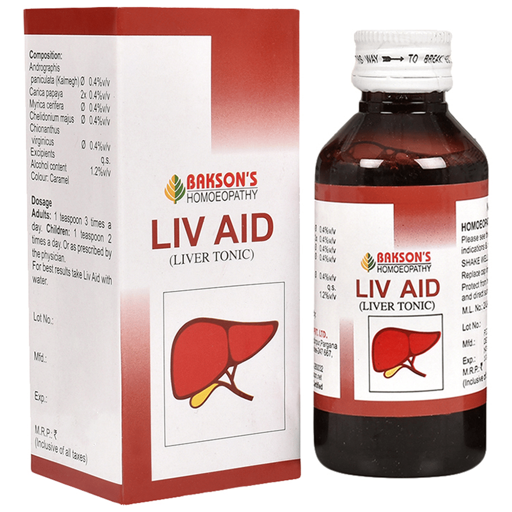Bakson's Homeopathy Liv Aid Liver Tonic bottle of 115 ml Tonic