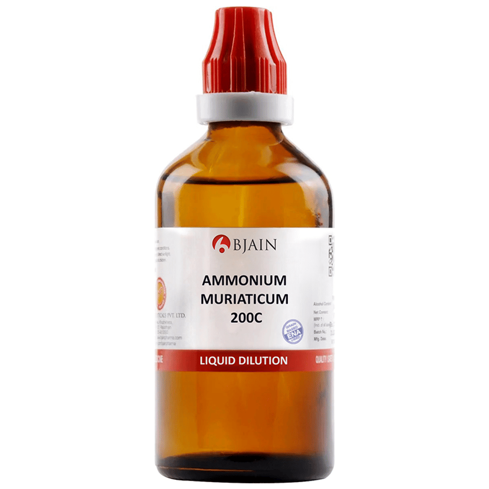 Bjain Ammonium Muriaticum Dilution 200C bottle of 100 ml Dilution