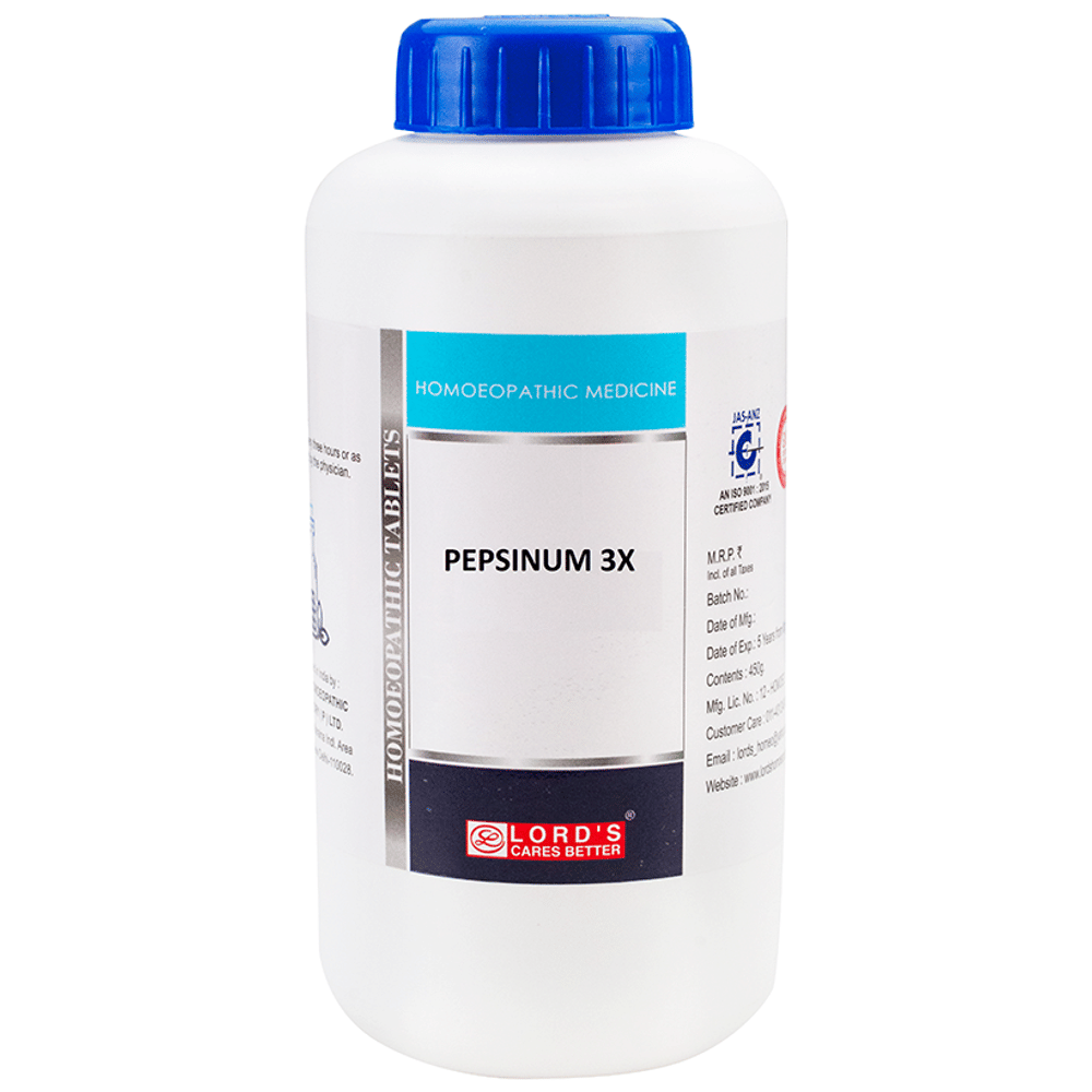 Lord's Pepsinum Trituration Tablet 3X bottle of 450 gm Trituration Tablet