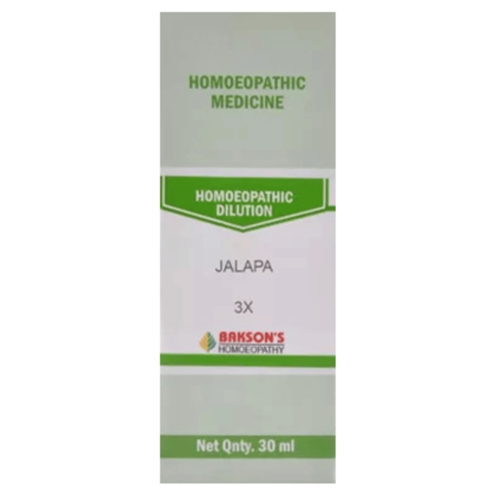 Bakson's Homeopathy Jalapa Dilution 3X bottle of 30 ml Dilution Bakson's Homeopathy Jalapa Dilution 3X bottle of 30 ml Dilution