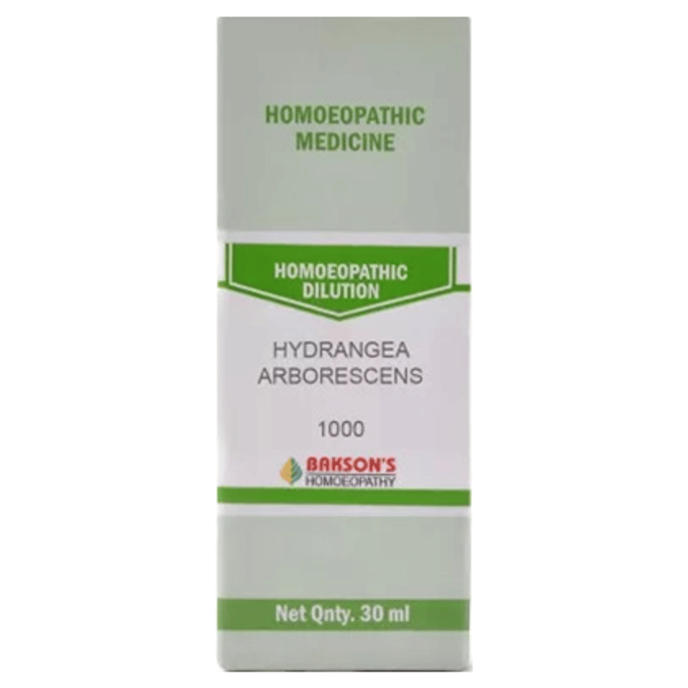 Bakson's Homeopathy Hydrangea Arborescens Dilution 1000 CH bottle of 30 ml Dilution Bakson's Homeopathy Hydrangea Arborescens Dilution 1000 CH bottle of 30 ml Dilution