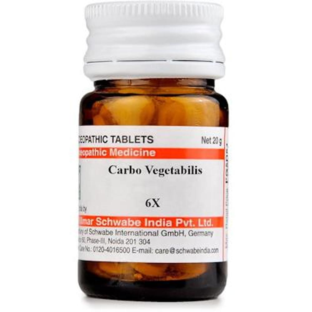 Dr Willmar Schwabe India Carbo Vegetabilis Trituration Tablet 6X bottle of 20 gm Trituration Tablet