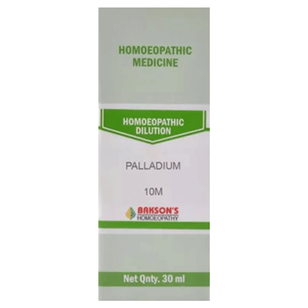 Bakson's Homeopathy Palladium Dilution 10M bottle of 30 ml Dilution