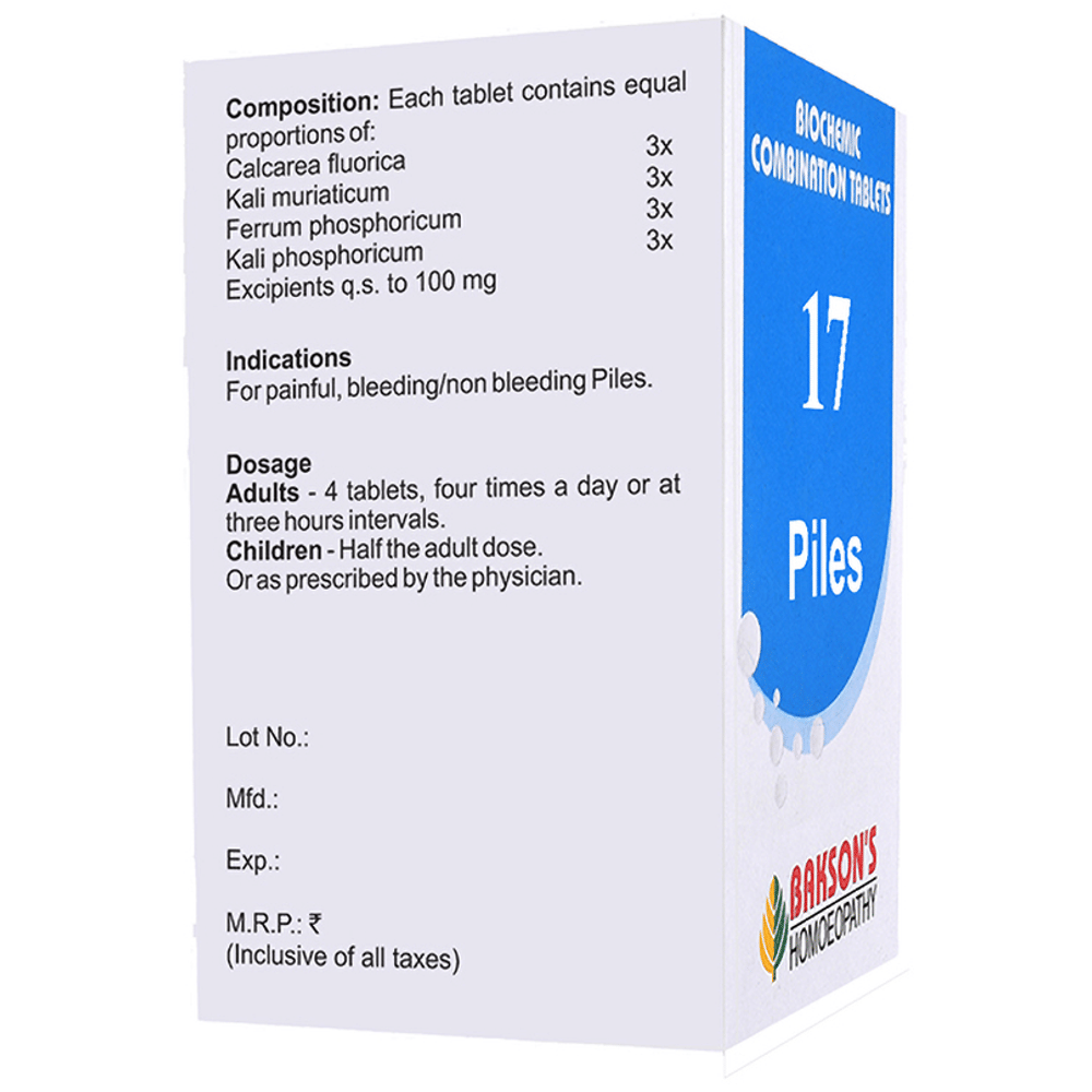 Bakson's Homeopathy Biocombination 17 Tablet bottle of 250 biocombination tablets