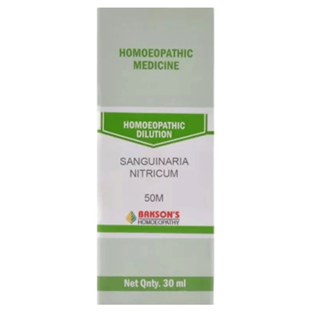 Bakson's Homeopathy Sanguinaria Nitricum Dilution 50M bottle of 30 ml Dilution