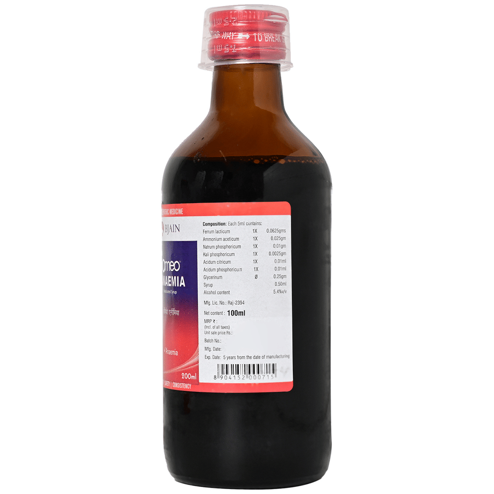 Bjain Omeo Anaemia Syrup bottle of 100 ml Syrup