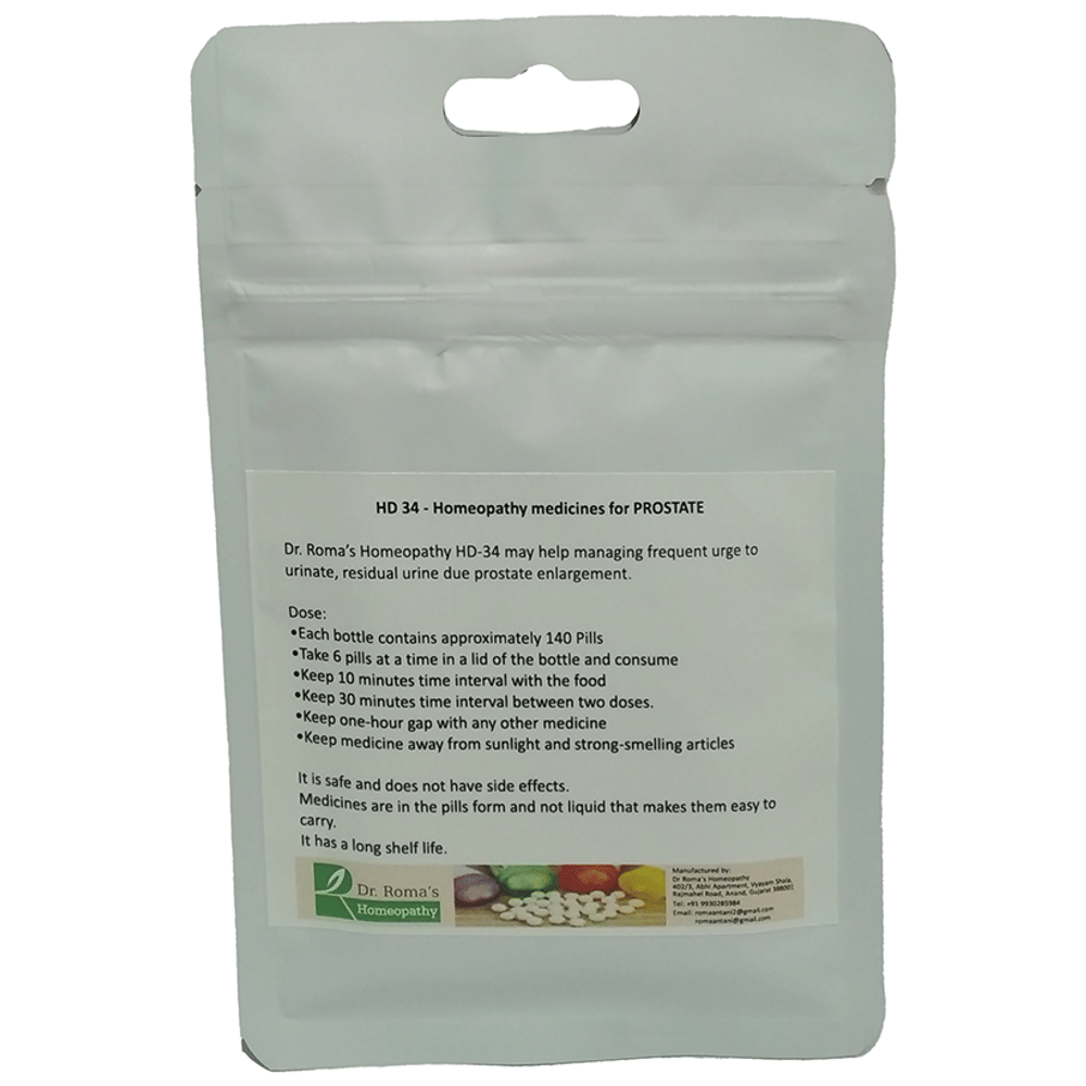 Dr. Romas Homeopathy HD-34 Prostate, 2 Bottles of 2 Dram packet of 2 bottles