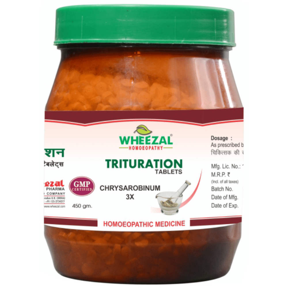 Wheezal Chrysarobinum Trituration Tablet 3X jar of 450 gm Trituration Tablet