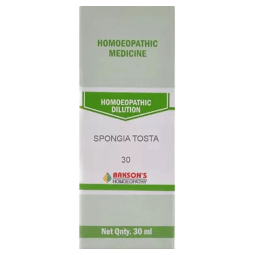 Bakson's Homeopathy Spongia Tosta Dilution 30 CH bottle of 30 ml Dilution Bakson's Homeopathy Spongia Tosta Dilution 30 CH bottle of 30 ml Dilution