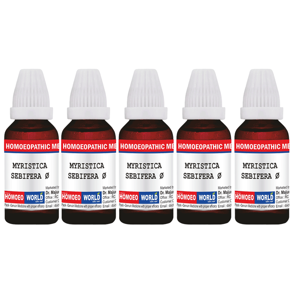 Dr. Majumder Homeo World Myristica Sebifera Mother Tincture (30ml Each) Q combo pack of 5 bottles