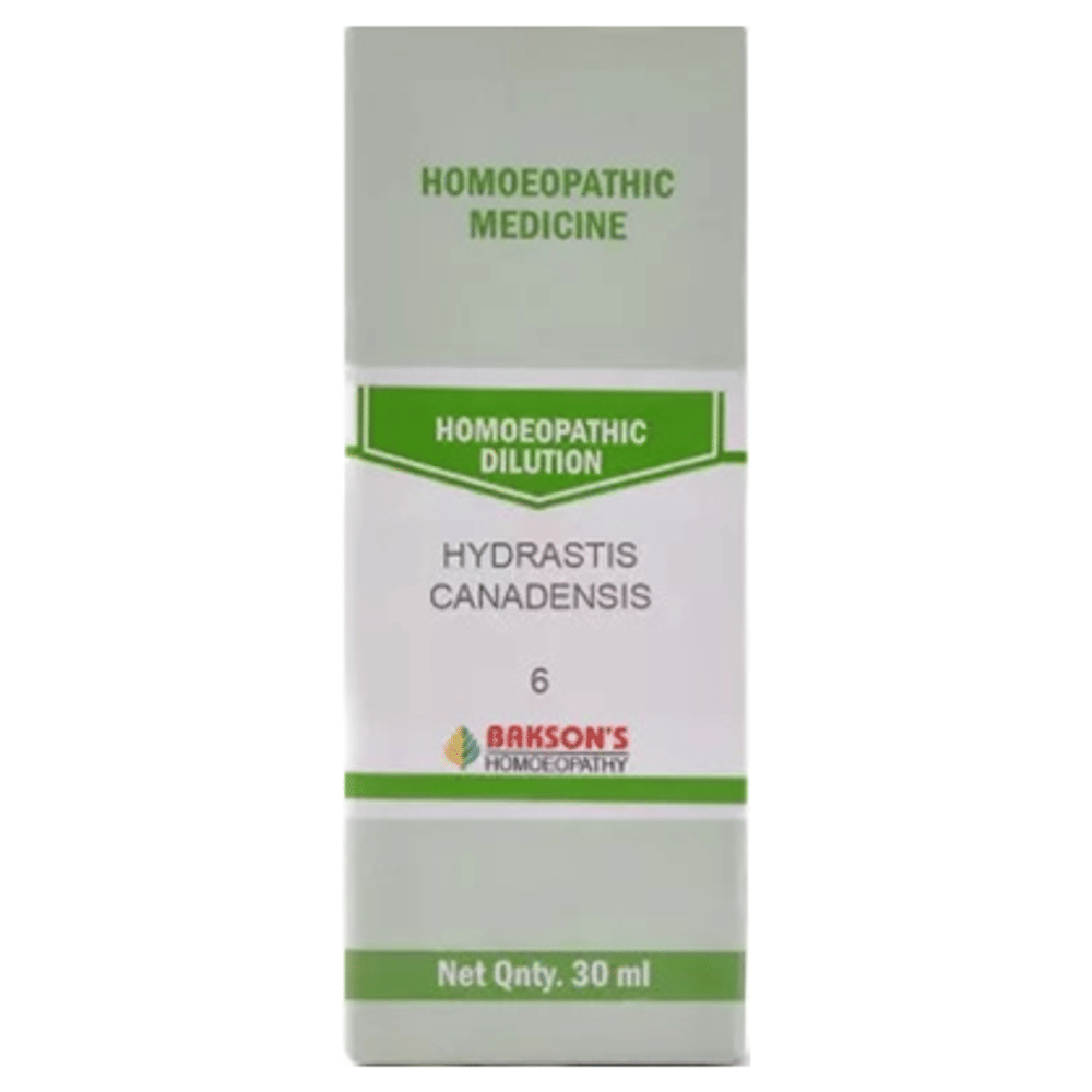 Bakson's Homeopathy Hydrastis Canadensis Dilution 6 CH bottle of 30 ml Dilution