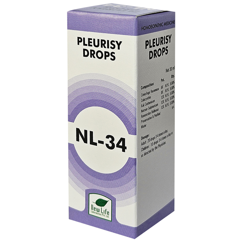 Dr Boricke NL 34 Pleurisy Drops bottle of 30 ml Oral Drops Dr Boricke NL 34 Pleurisy Drops bottle of 30 ml Oral Drops