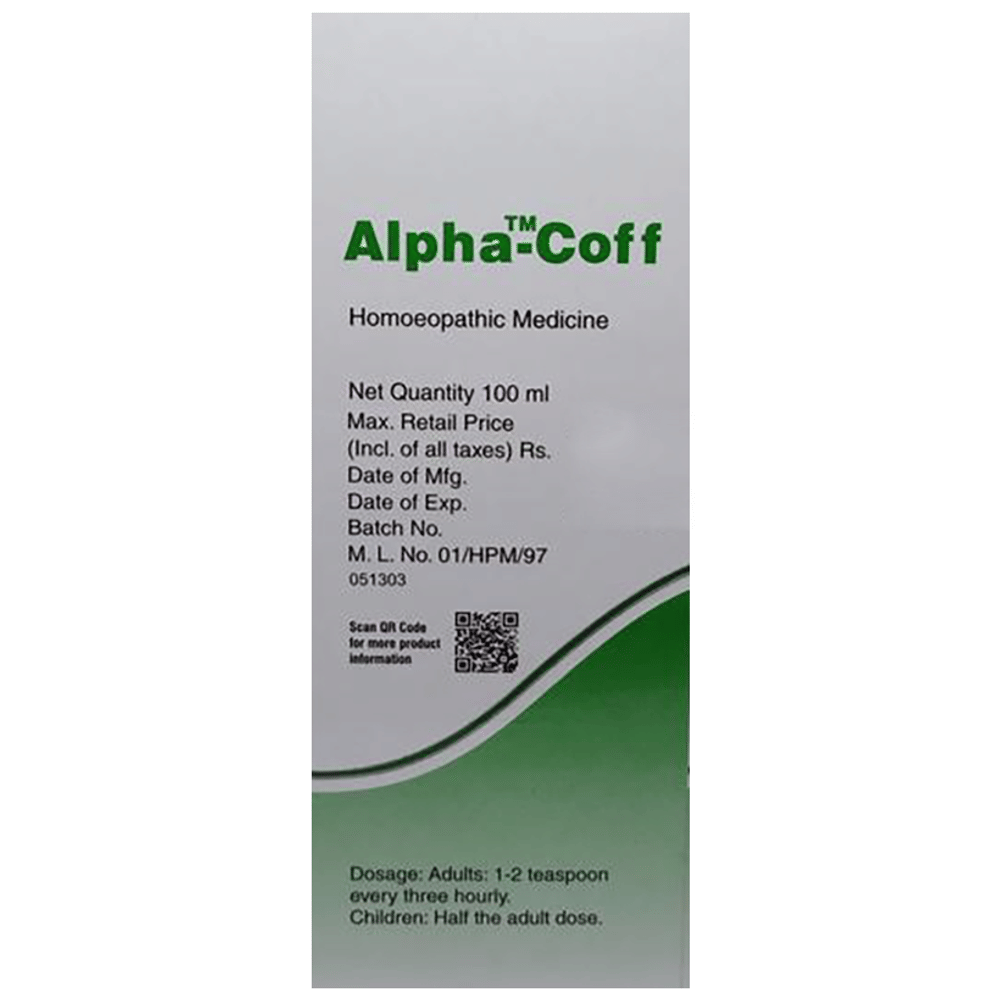 Dr Willmar Schwabe India Alpha-Coff Cough Syrup bottle of 100 ml Syrup