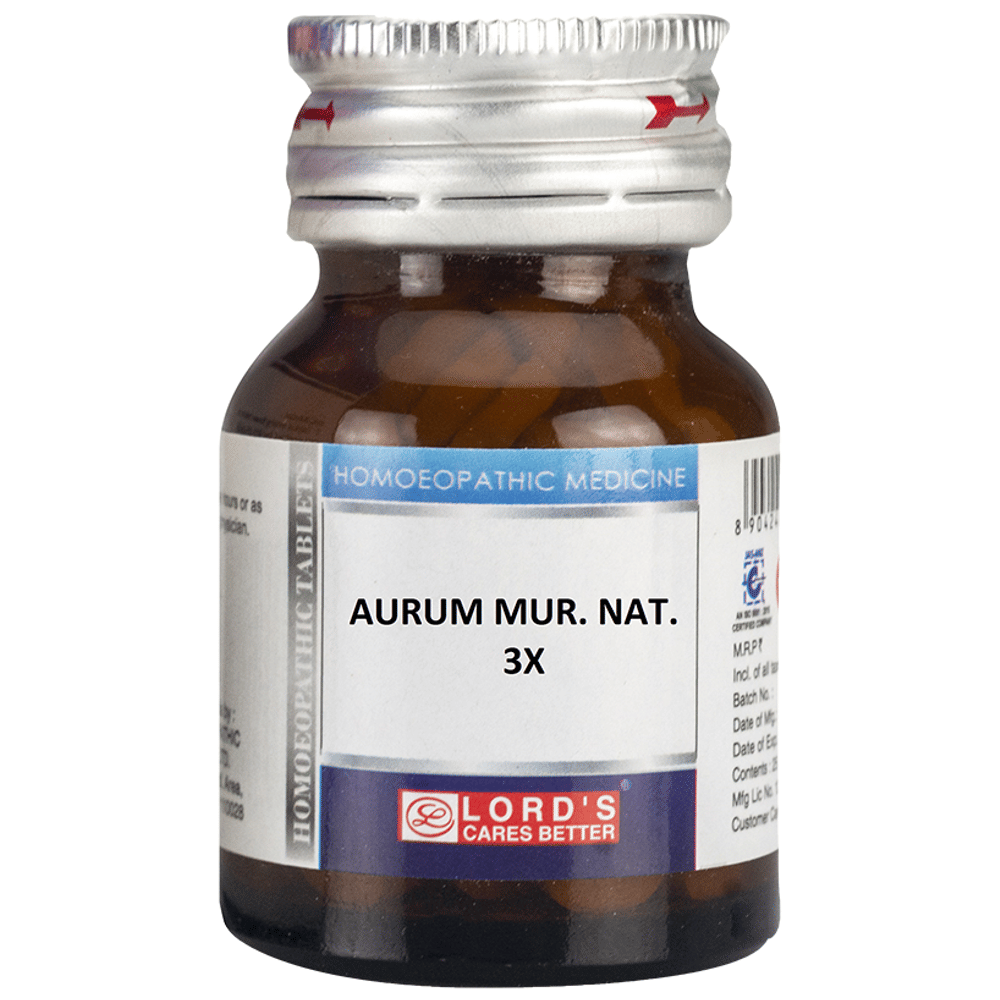Lord's Aurum Mur Nat Trituration Tablet 3X bottle of 25 gm Trituration Tablet Lord's Aurum Mur Nat Trituration Tablet 3X bottle of 25 gm Trituration Tablet