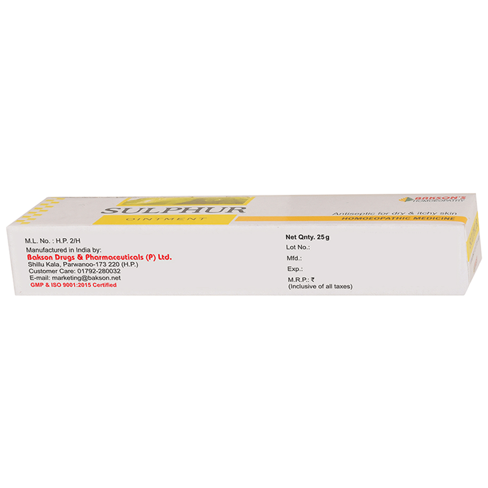 Bakson's Homeopathy Sulphur Ointment tube of 25 gm Ointment Bakson's Homeopathy Sulphur Ointment tube of 25 gm Ointment
