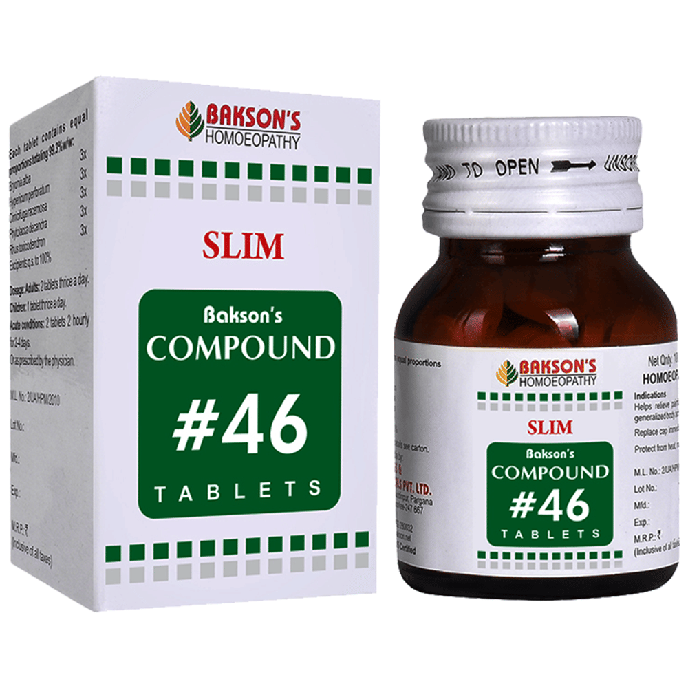 Bakson's Homeopathy Compound # 46 Slim Tablet bottle of 100 tablets
