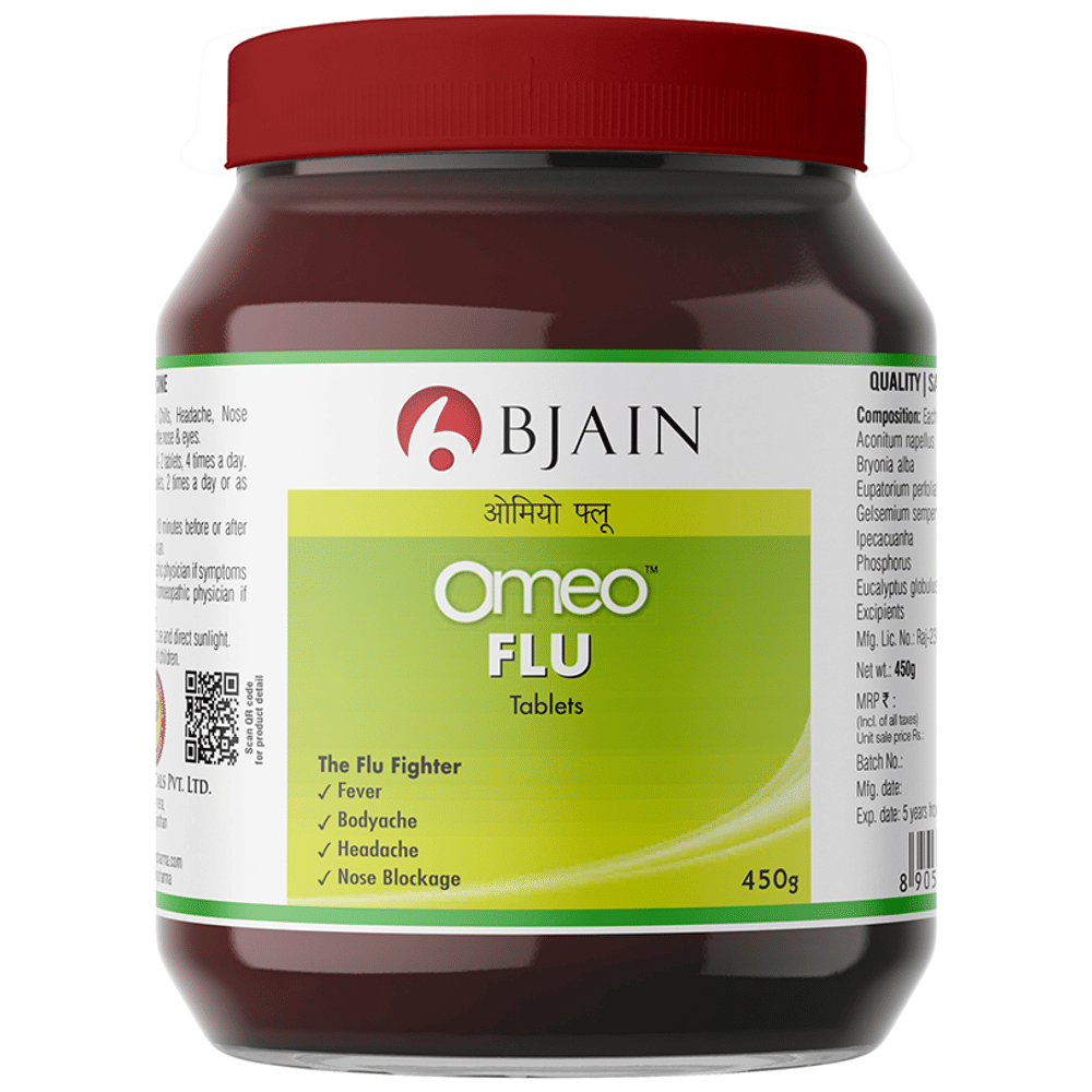 Bjain Omeo Flu Tablet bottle of 450 gm Tablet