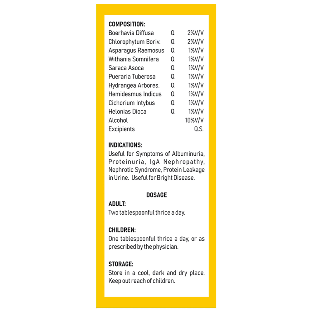 Dr Kushwah's H 2 Albuminuria Syrup Sugar Free bottle of 225 ml Syrup Dr Kushwah's H 2 Albuminuria Syrup Sugar Free bottle of 225 ml Syrup