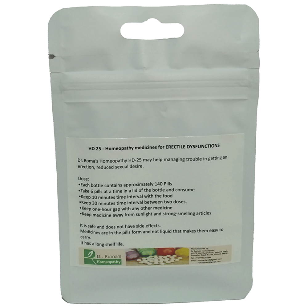 Dr. Romas Homeopathy HD-25 Erectile Dysfunctions, 2 Bottles of 2 Dram packet of 2 bottles
