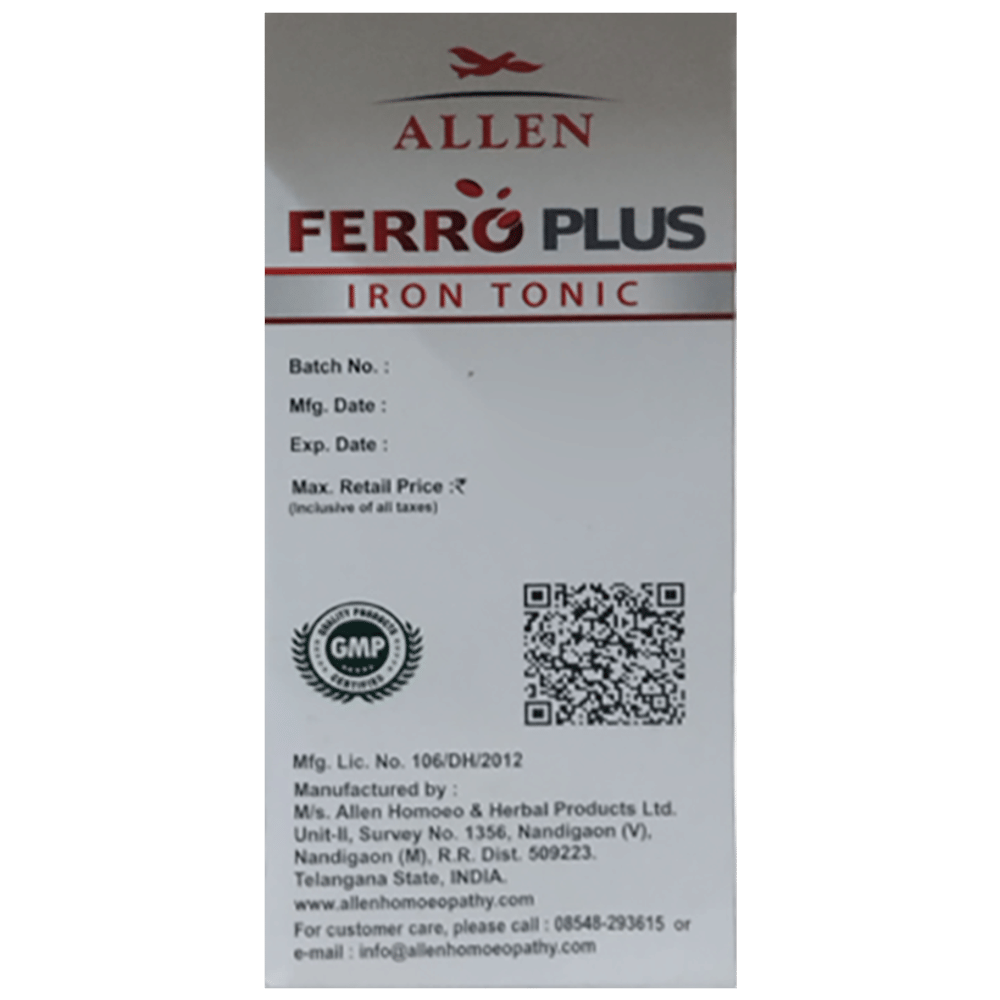 Allen Ferro Plus Iron Tonic bottle of 500 ml Tonic Allen Ferro Plus Iron Tonic bottle of 500 ml Tonic