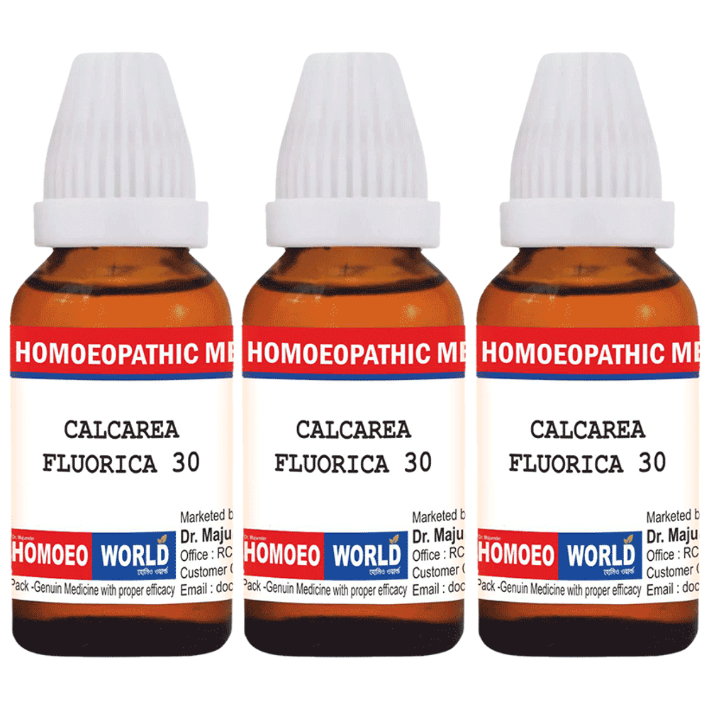 Dr. Majumder Homeo World Calcarea Fluorica Dilution(30ml Each) 30 CH combo pack of 3 Packs