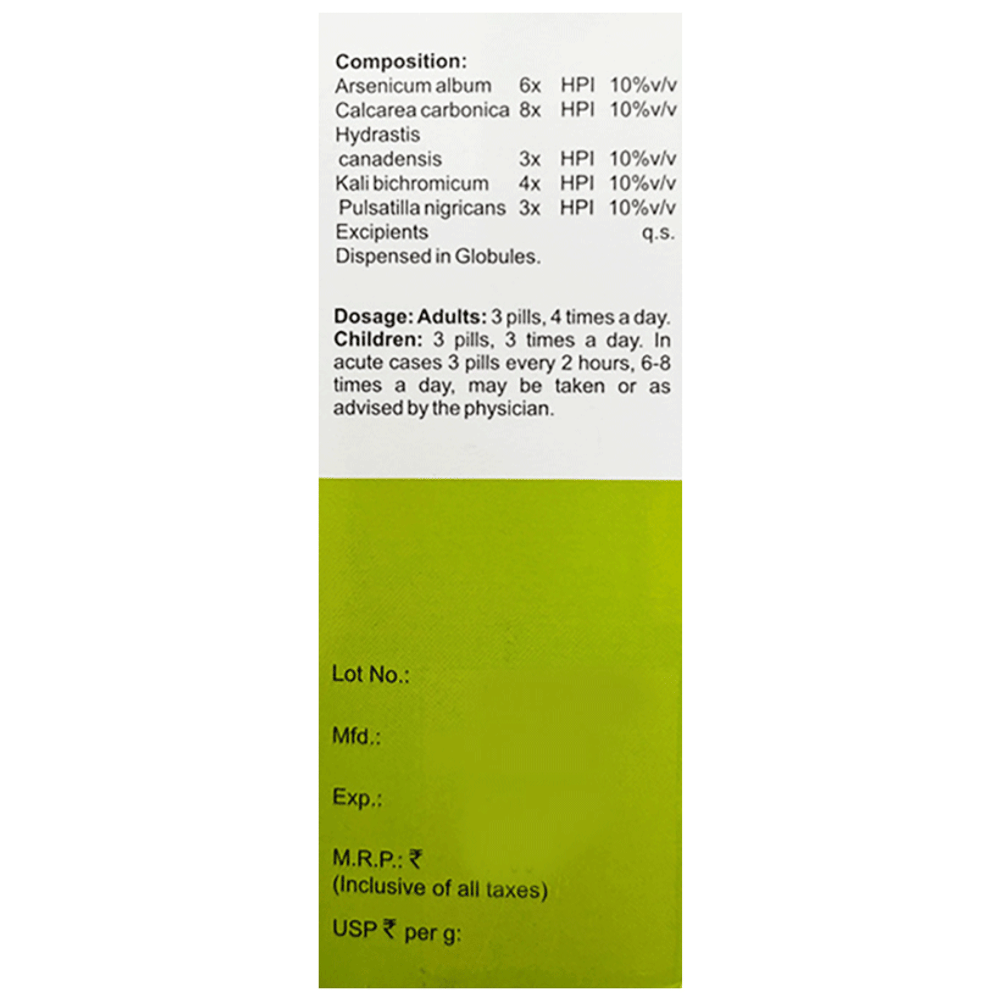 Dr Bakshi's Bakson's Homeopathy Medicated Globules for Sinusitis bottle of 25 gm Globules