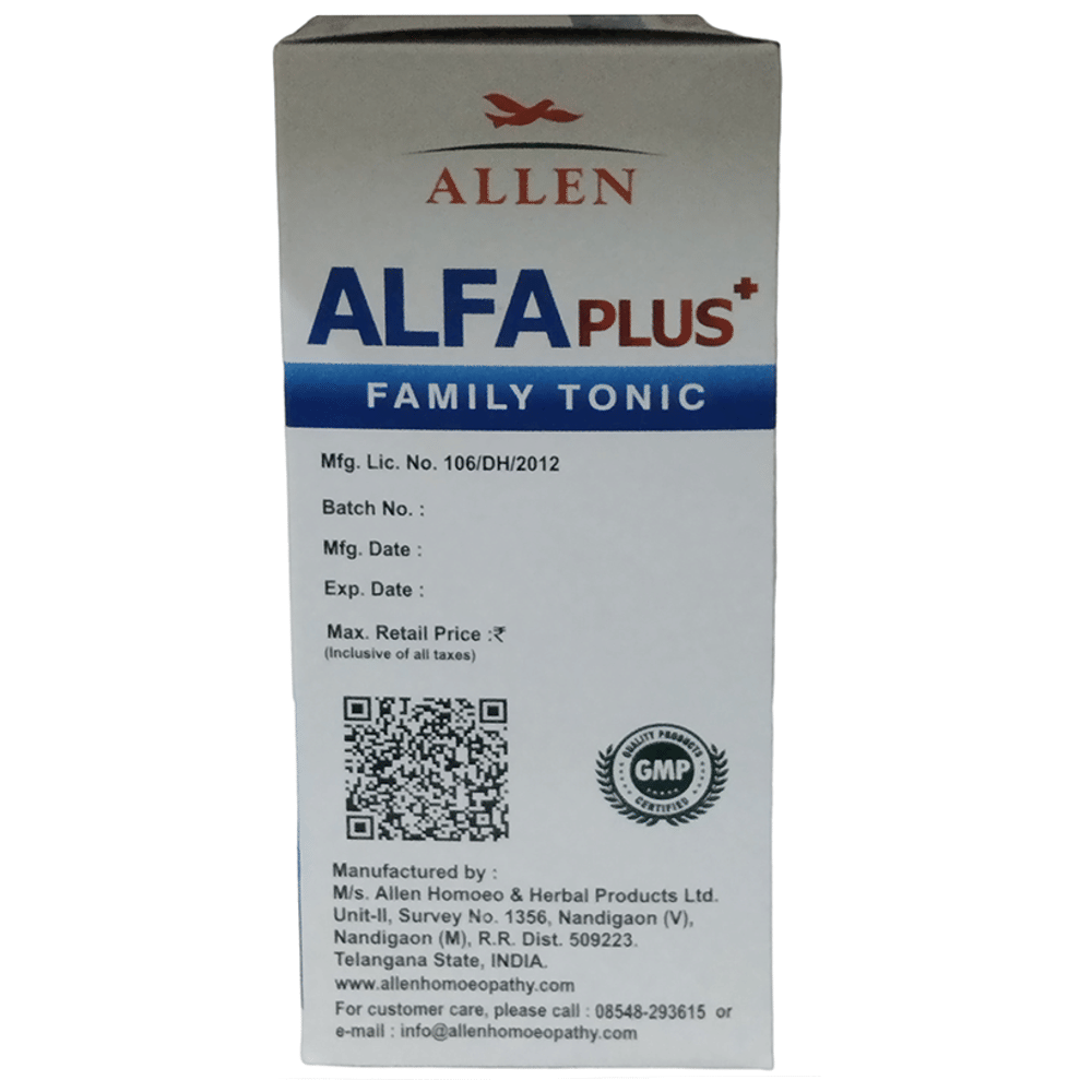 Allen Alfa Plus Sugar Free Family Tonic bottle of 500 ml Tonic