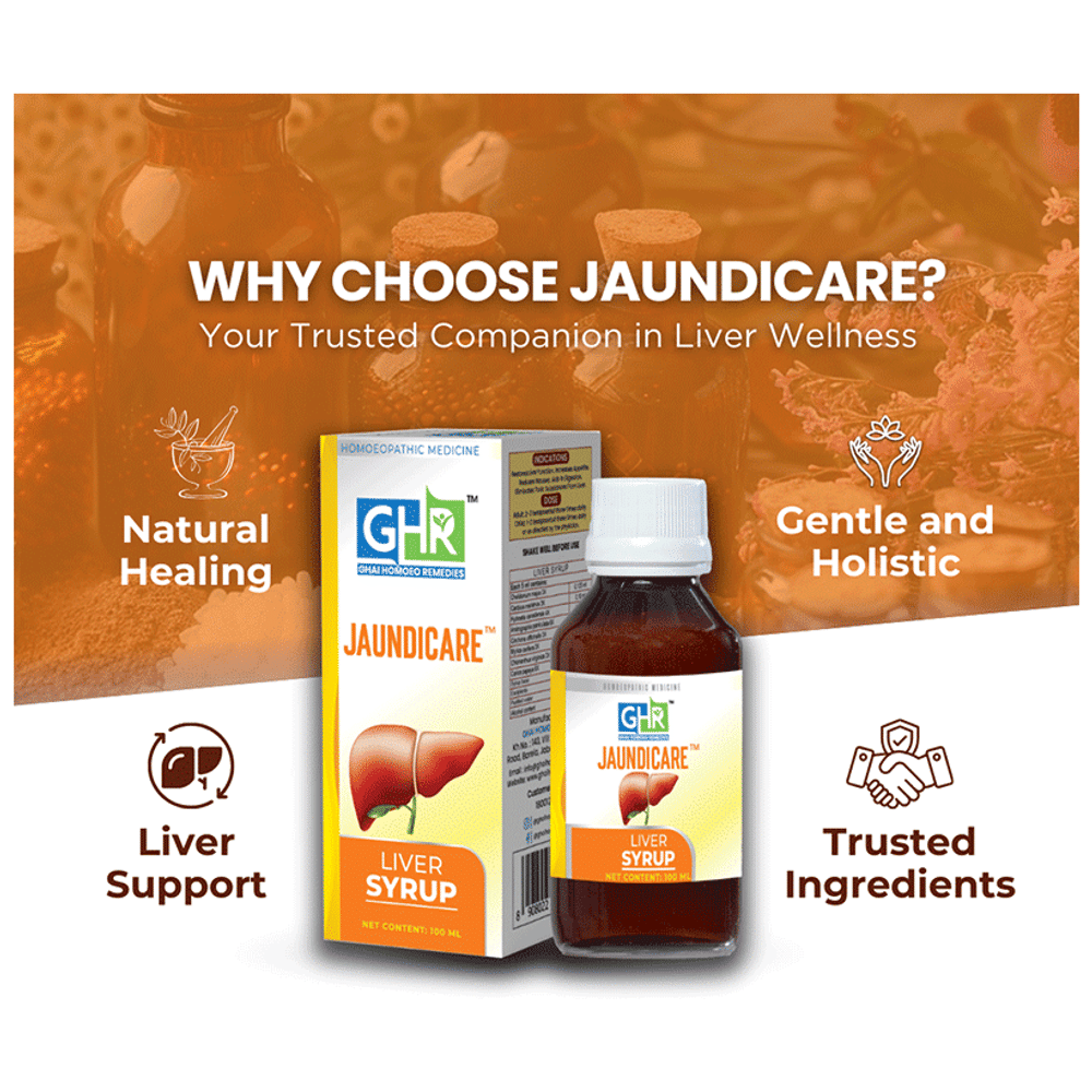 Ghai Homoeo Remedies Jaundicare Liver Syrup bottle of 200 ml Syrup