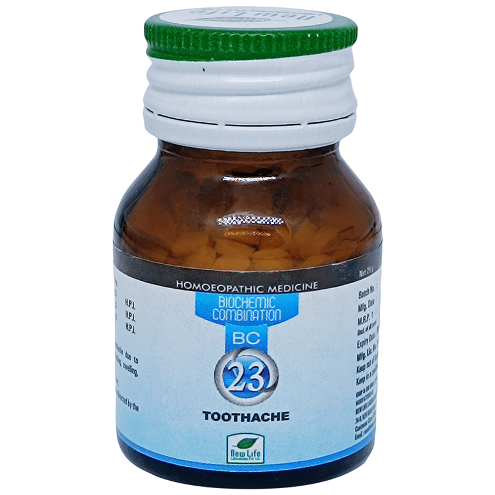 New Life Bio Combination No.23 Toothache bottle of 25 gm Biocombination Tablet New Life Bio Combination No.23 Toothache bottle of 25 gm Biocombination Tablet