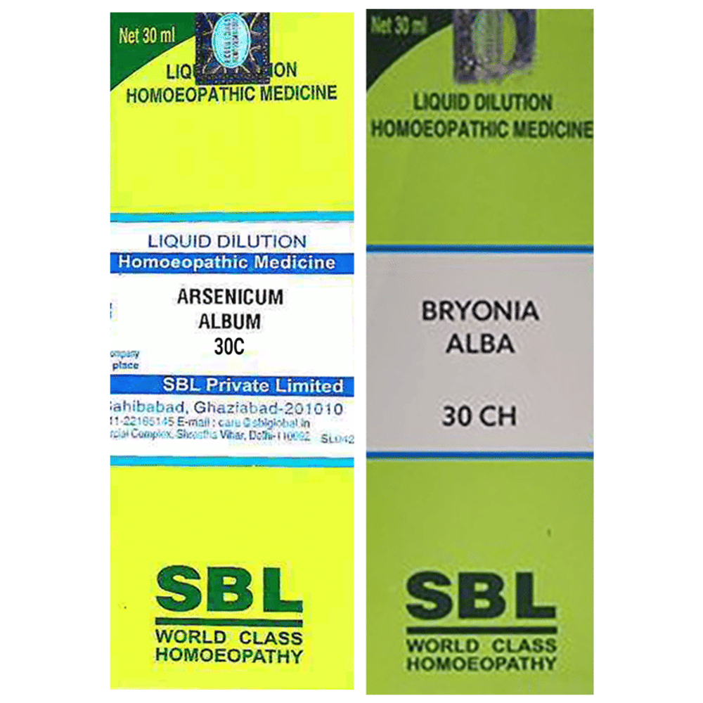 Combo Pack of SBL Arsenicum Album Dilution 30 CH & SBL Bryonia Alba Dilution 30 CH (30ml Each) combo pack of 2 bottles