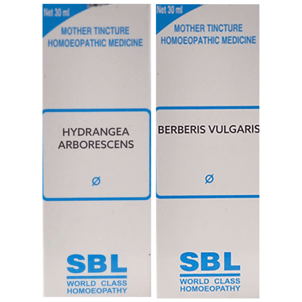 Combo Pack of SBL Berberis Vulgaris Mother Tincture Q & SBL Hydrangea Arborescens Mother Tincture Q (30ml Each) combo pack of 2 bottles