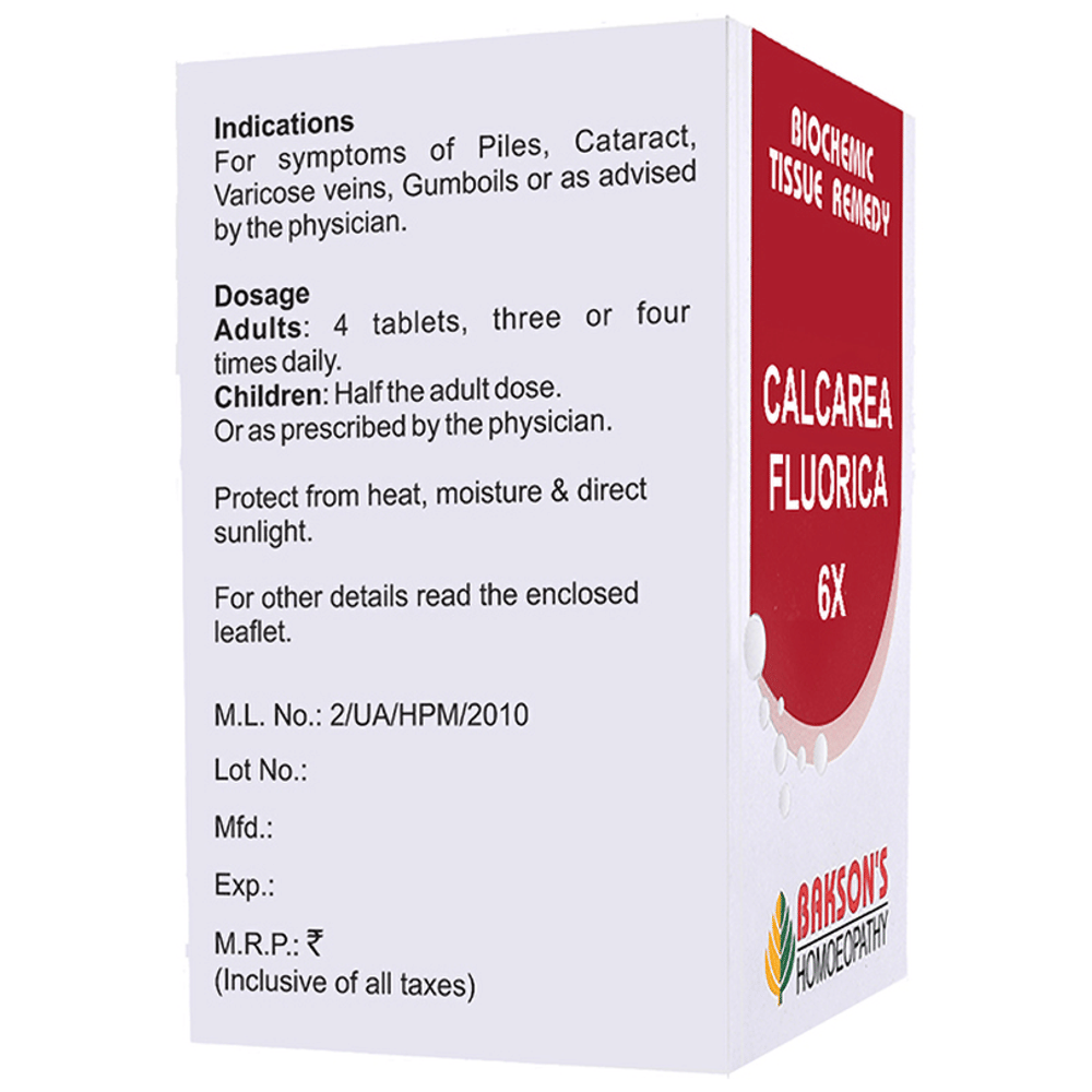 Bakson's Homeopathy Calcarea Fluorica Biochemic Tablet 6X bottle of 250 biochemic tablets