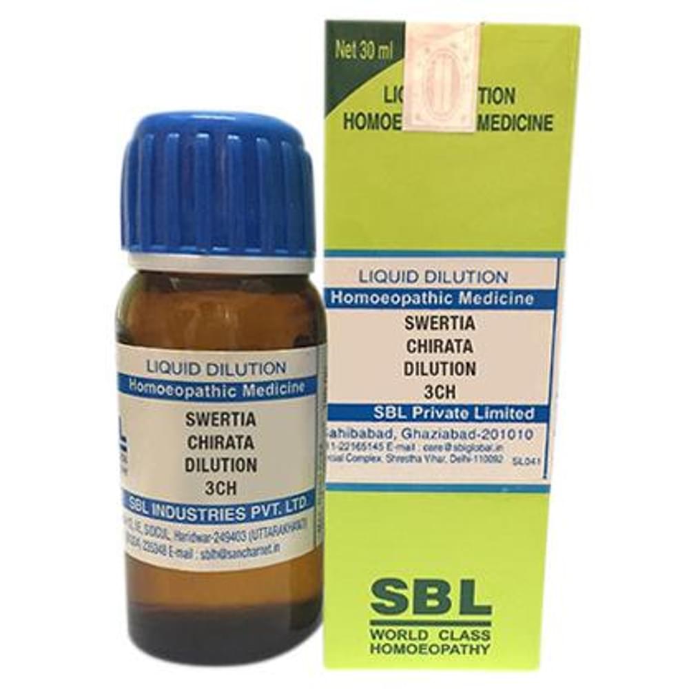 SBL Swertia Chirata Dilution 3 CH bottle of 30 ml Dilution