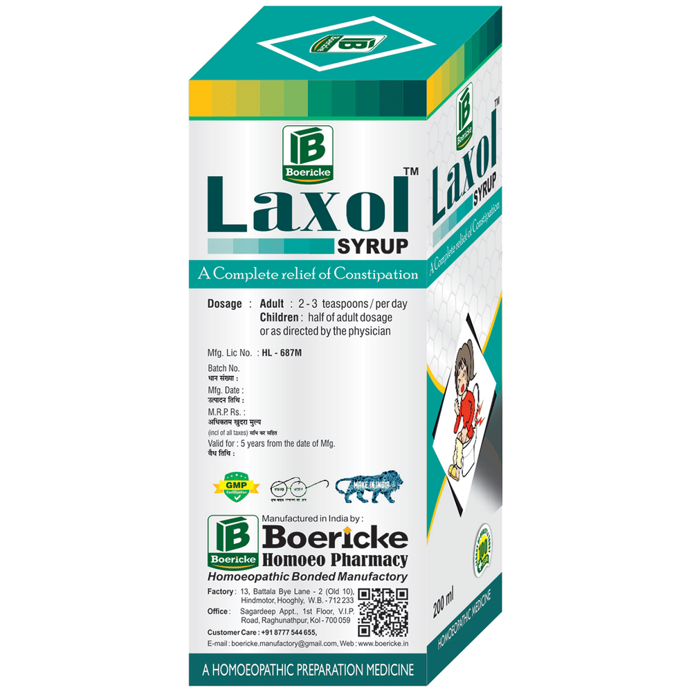 Boericke Laxol Syrup (200ml Each) combo pack of 12 bottles