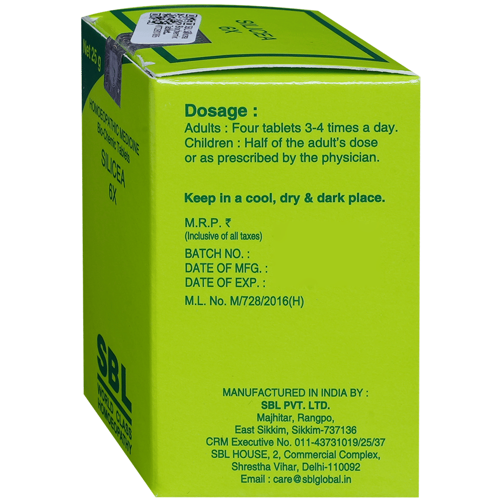 SBL Silicea Biochemic Tablet 6X bottle of 25 gm Biochemic Tablet SBL Silicea Biochemic Tablet 6X bottle of 25 gm Biochemic Tablet