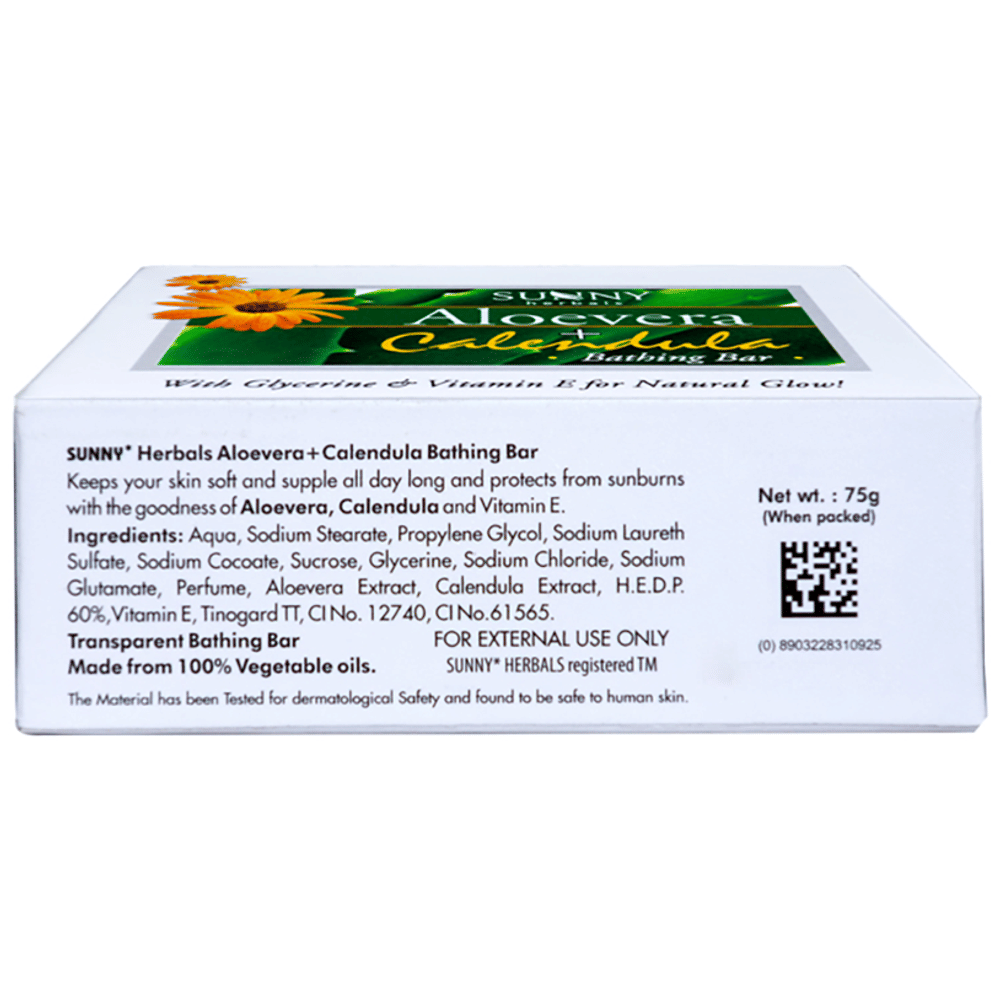 Sunny Herbals Aloevera+Calendula Bathing Bar packet of 75 gm Soap
