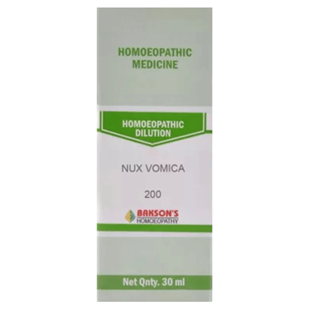 Bakson's Homeopathy Nux Vomica Dilution 200 CH bottle of 30 ml Dilution