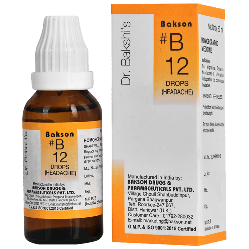 Bakson B12 Headache Drop bottle of 30 ml Drop